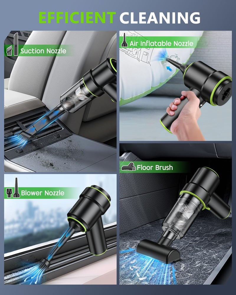 MM Handheld Car Vacuum Portable Cordless 12000PA, 2 in 1 Handheld Vacuum Cleaner and Air Duster with Multi-Nozzles and LED Light, Mini Hand Held Vacuum Rechargeable for Home, Car, Office, Pet Hair - Image 4